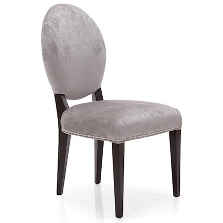 Upholstered Oval Back Side Chair with Nailhead Trim